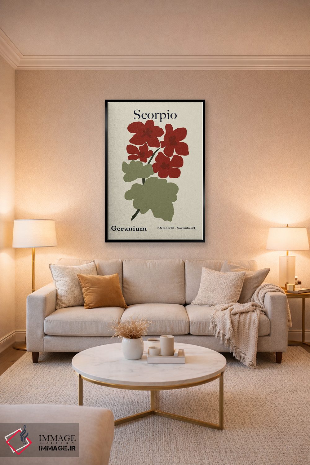 تابلو مینیمال "شمعدانی قرمز عقرب" اثر استودیو هنری میهو - D5B