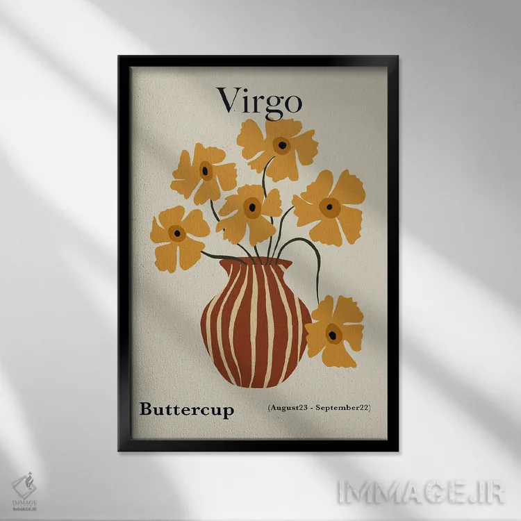 تابلو مینیمال "گل جعفری سنبله" اثر استودیو هنری میهو - نمای قابدار مشکی