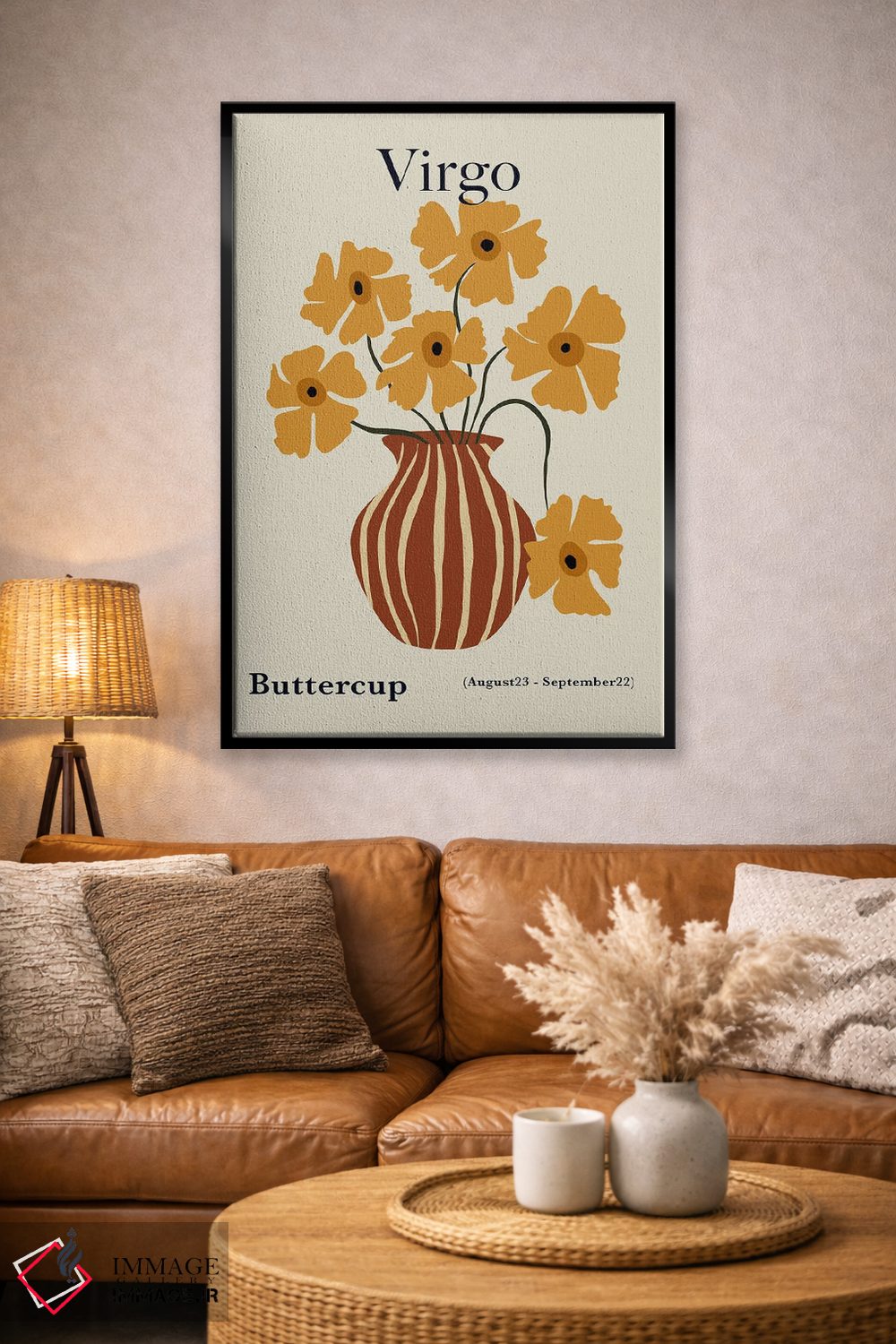 تابلو مینیمال "گل جعفری سنبله" اثر استودیو هنری میهو - D5B