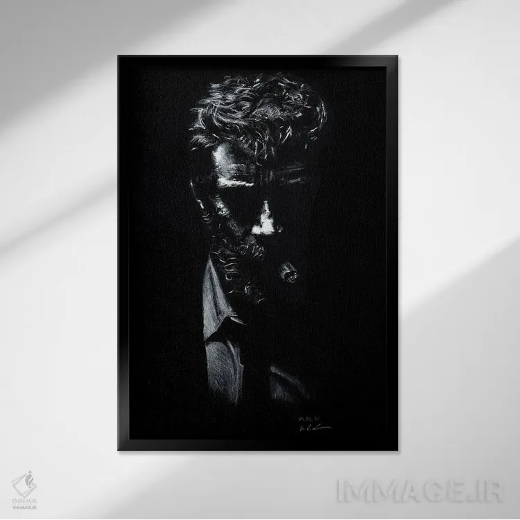 تابلو دکوراتیو "هیوجکمن" اثر مارک لمان - نمای قابدار مشکی