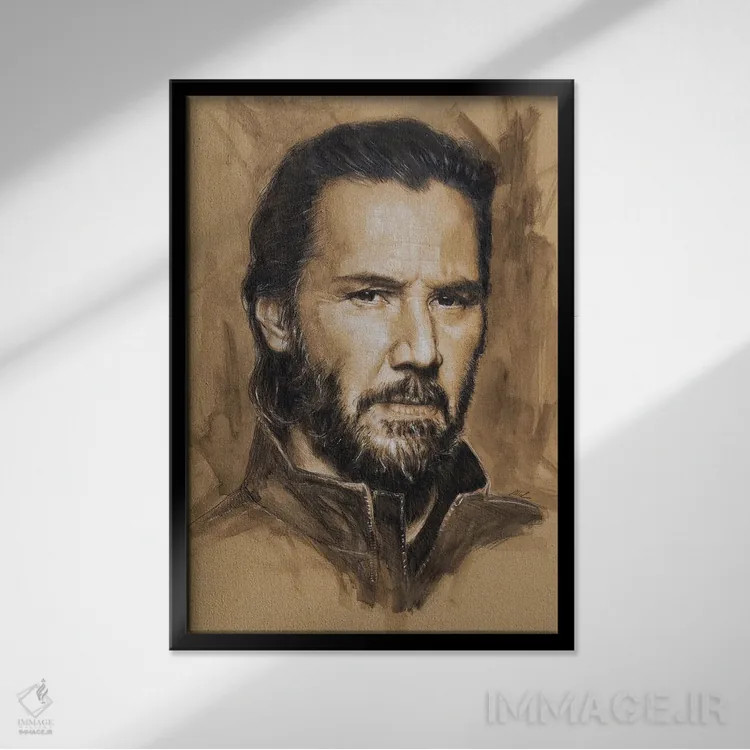 تابلو دکوراتیو "کیانو ریوز" اثر مارک لمان - نمای قابدار مشکی