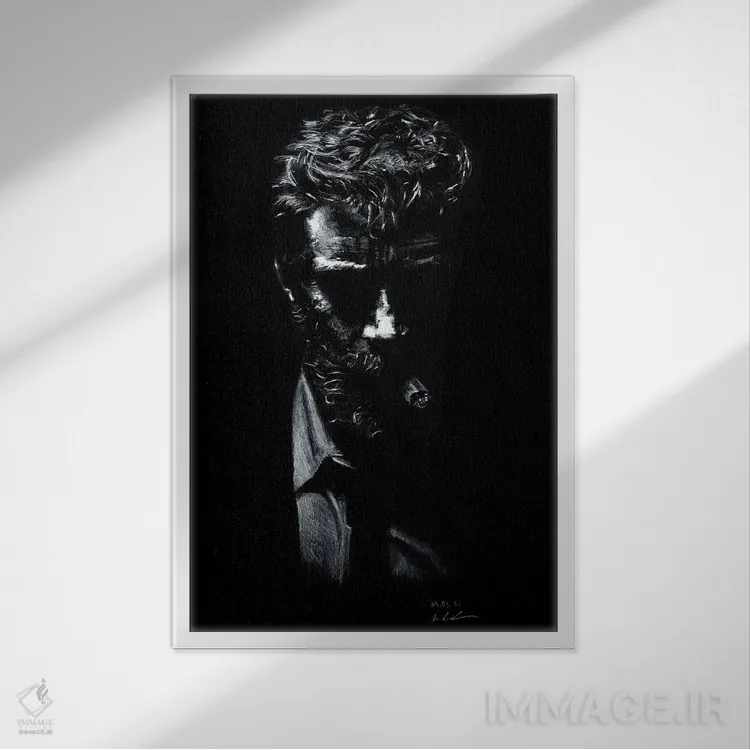 تابلو دکوراتیو "هیوجکمن" اثر مارک لمان - نمای قابدار سفید