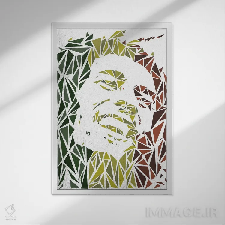 تابلو دکوراتیو "باب مارلی" اثر کریستین میلئو - نمای قابدار سفید