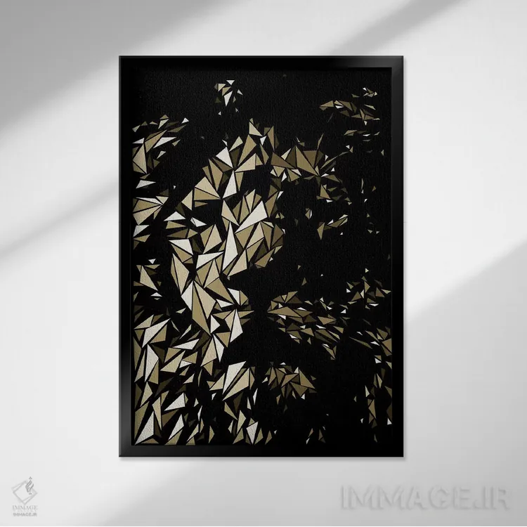 تابلو دکوراتیو "سر شیر" اثر کریستین میلئو - نمای قابدار مشکی