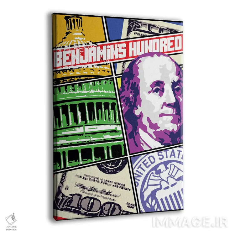 تابلو دکوراتیو "جلد کمیک بنجامین فرانکلین" اثر کریستین میلئو - نمای پرسپکتیو محصول