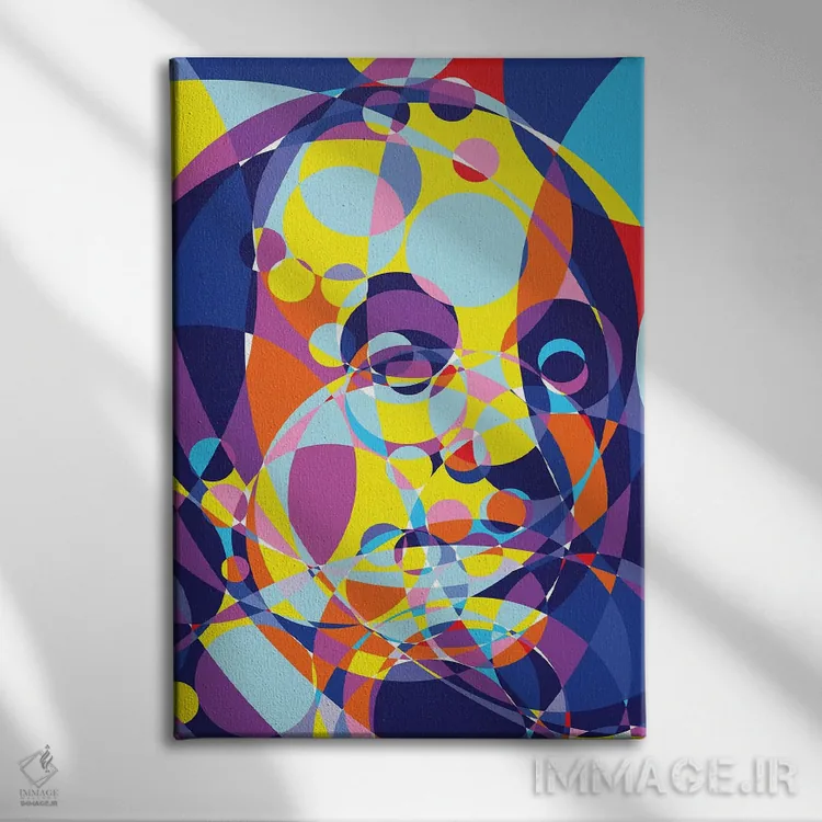 تابلو دکوراتیو "حلقه های متحد بنجامین فرانکلین" اثر کریستین میلئو - نمای روبهرو روی دیوار