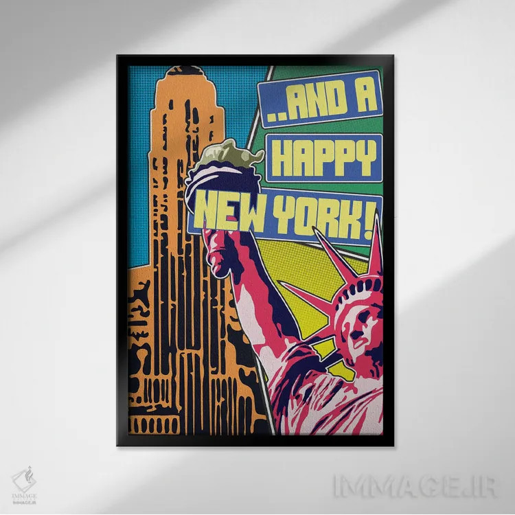 تابلو دکوراتیو "و یک نیویورک شاد" اثر کریستین میلئو - نمای قابدار مشکی