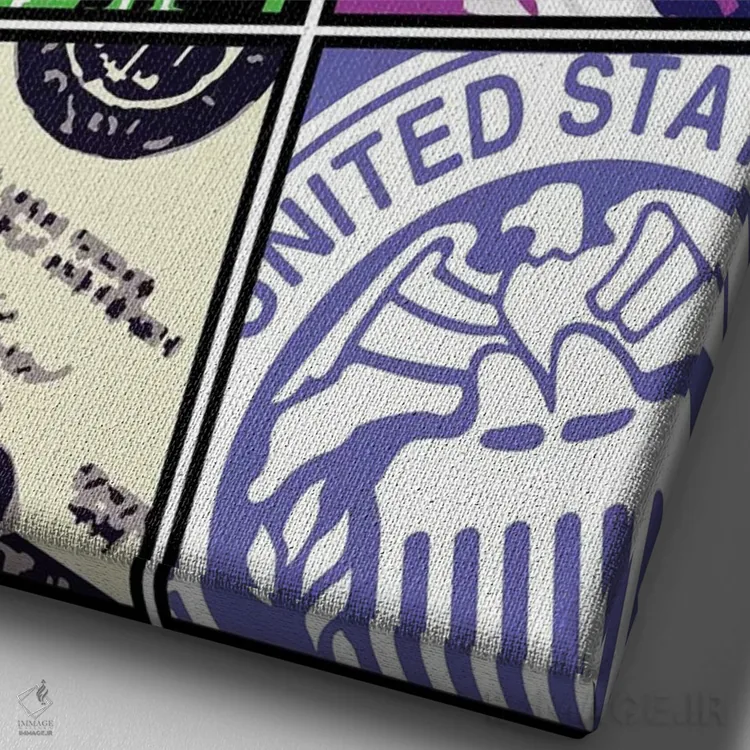 تابلو دکوراتیو "جلد کمیک بنجامین فرانکلین" اثر کریستین میلئو - نمای نزدیک بافت بوم