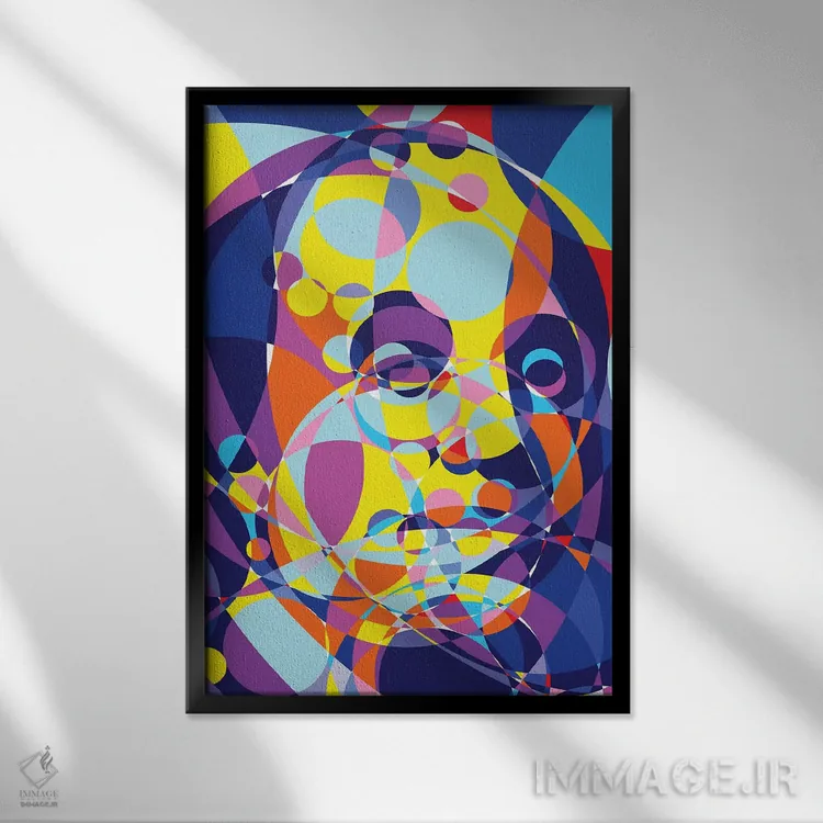 تابلو دکوراتیو "حلقه های متحد بنجامین فرانکلین" اثر کریستین میلئو - نمای قابدار مشکی