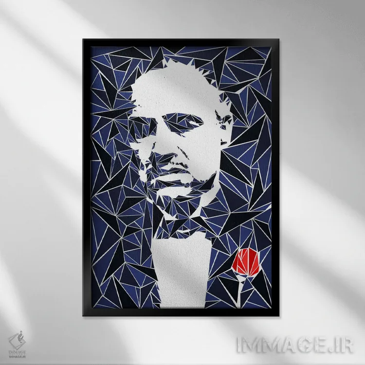 تابلو دکوراتیو "دان ویتو کورلئونه ۱" اثر کریستین میلئو - نمای قابدار مشکی