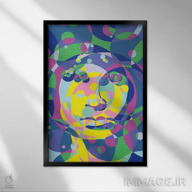 تابلو دکوراتیو "حلقه های متحد موریسون" اثر کریستین میلئو - نمای قابدار مشکی