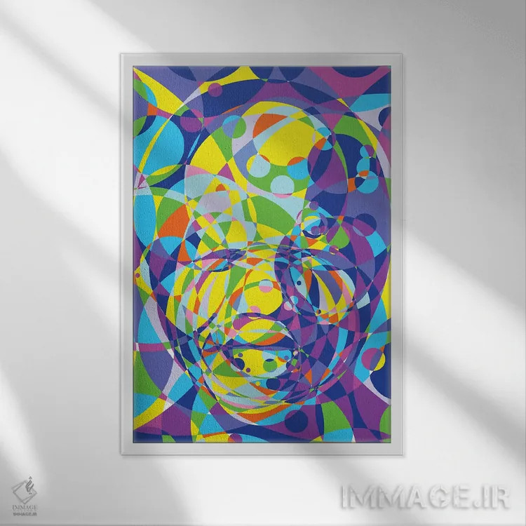 تابلو دکوراتیو "حلقه های متحد ماندلا" اثر کریستین میلئو - نمای قابدار سفید