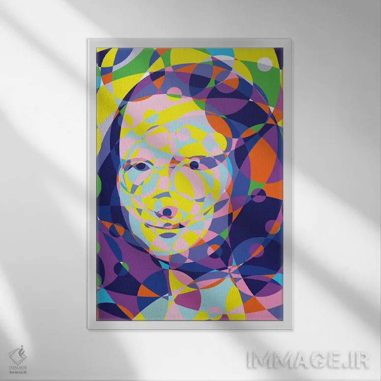 تابلو دکوراتیو "حلقه های متحد مونالیزا" اثر کریستین میلئو - نمای قابدار سفید