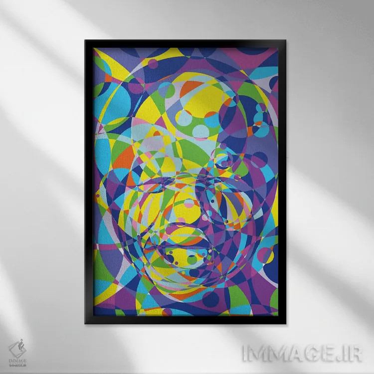 تابلو دکوراتیو "حلقه های متحد ماندلا" اثر کریستین میلئو - نمای قابدار مشکی