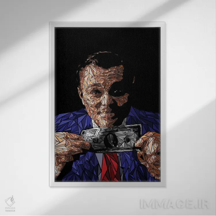 تابلو دکوراتیو گورو جعلی وال استریت اثر کریستین میلئو - نمای قابدار سفید