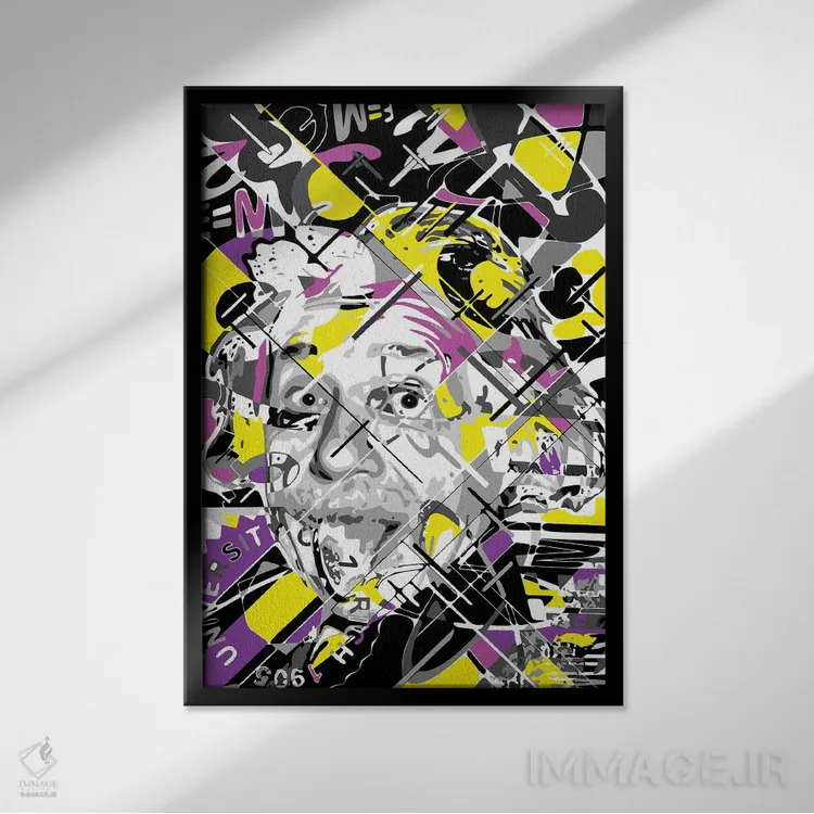 تابلو دکوراتیو آلبرت انیشتین اثر کریستین میلئو - نمای قابدار مشکی