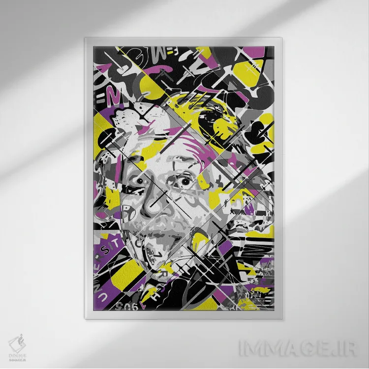 تابلو دکوراتیو آلبرت انیشتین اثر کریستین میلئو - نمای قابدار سفید