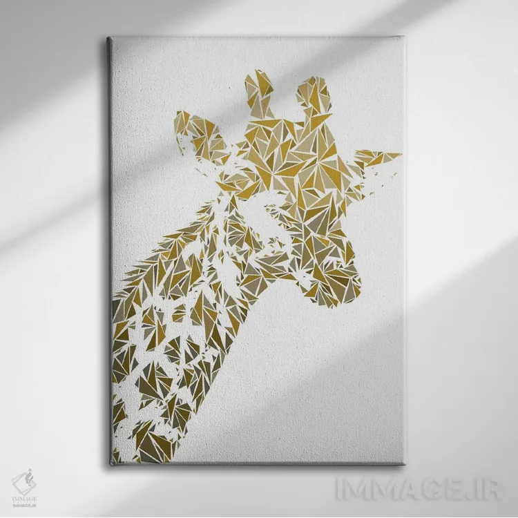 تابلو دکوراتیو زرافه اثر کریستین میلئو - نمای روبهرو روی دیوار