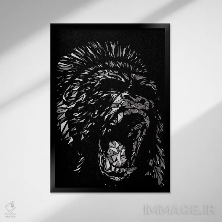 تابلو دکوراتیو گوریل اثر کریستین میلئو - نمای قابدار مشکی