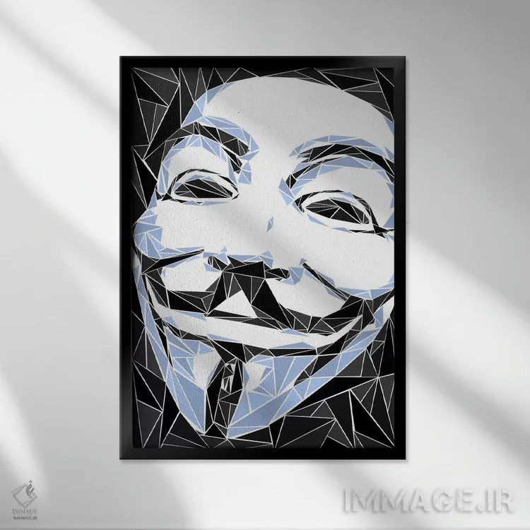 تابلو دکوراتیو گای فوکس ۱ اثر کریستین میلئو - نمای قابدار مشکی