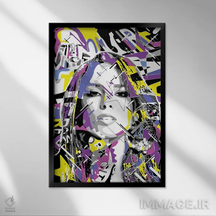 تابلو دکوراتیو آلیشا کیز اثر کریستین میلئو - نمای قابدار مشکی