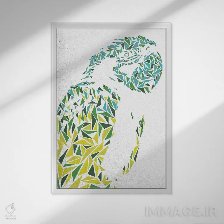 تابلو دکوراتیو طوطی آرا اثر کریستین میلئو - نمای قابدار سفید