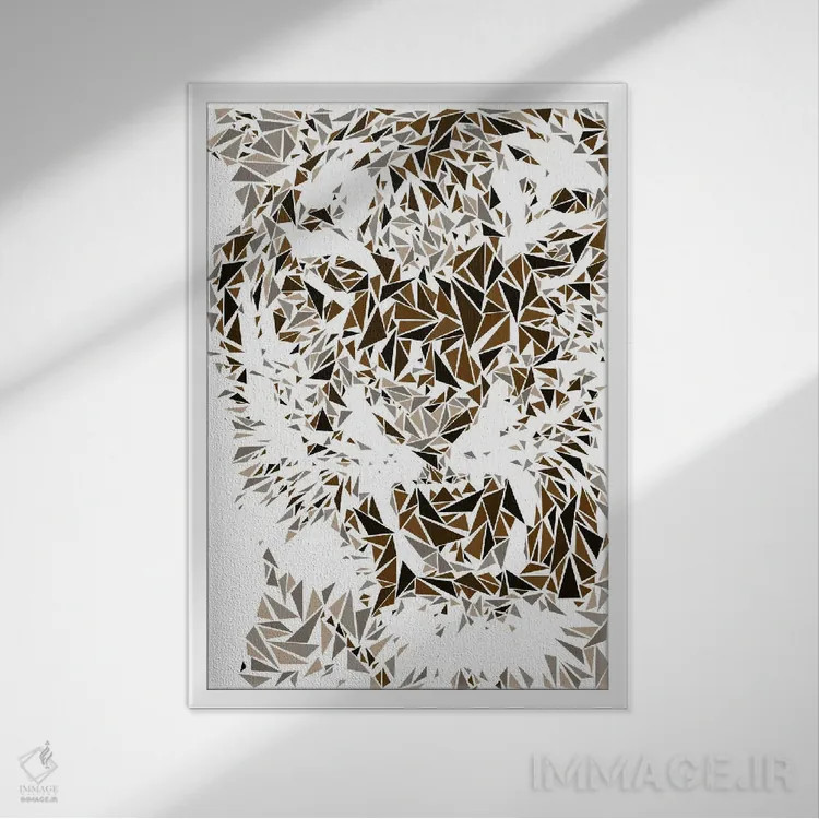 تابلو دکوراتیو ببر اثر کریستین میلئو - نمای قابدار سفید