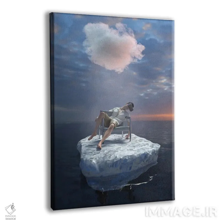 تابلو دکوراتیو جوانی با عینک واقعیت مجازی دریا را می پیماید اثر مایک کیف - نمای پرسپکتیو محصول