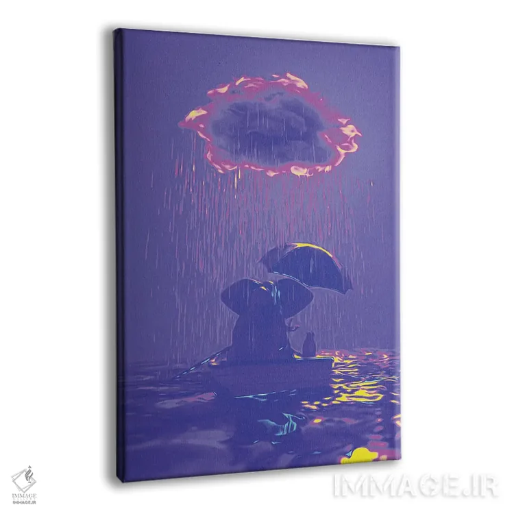 تابلو دکوراتیو یک فیل و یک سگ در قایقی در باران شناورند ۴ اثر مایک کیف - نمای پرسپکتیو محصول