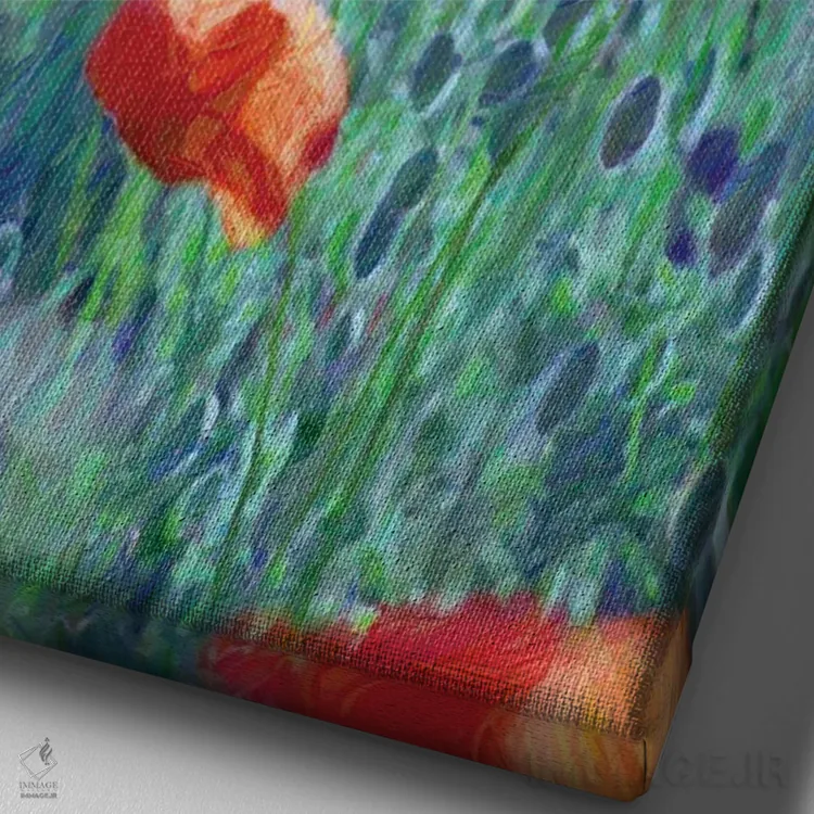 تابلو دکوراتیو مزرعه شقایق های قرمز، نقاشی دیجیتال اثر مایک کیف - نمای نزدیک بافت بوم