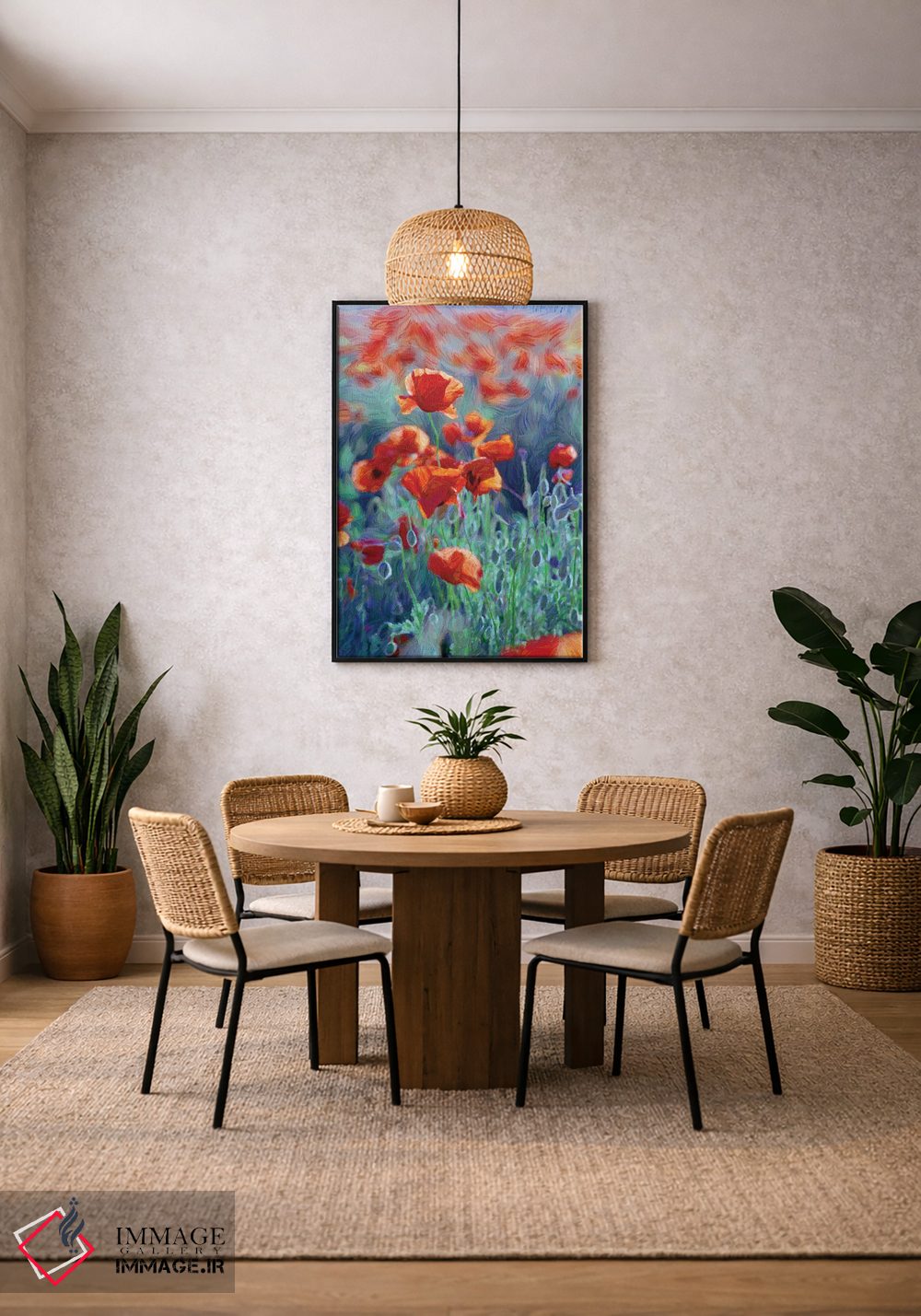 تابلو دکوراتیو مزرعه شقایق های قرمز، نقاشی دیجیتال اثر مایک کیف - D3B