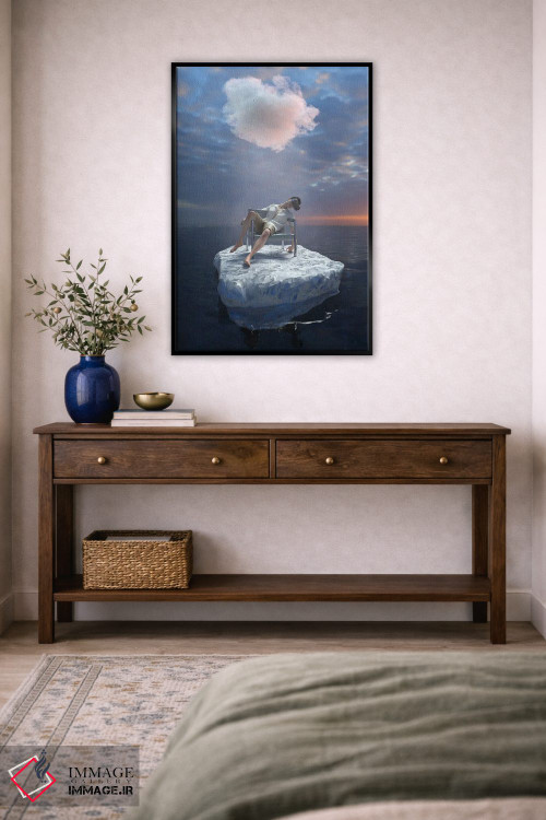 تابلو دکوراتیو جوانی با عینک واقعیت مجازی دریا را می پیماید اثر مایک کیف - D2B