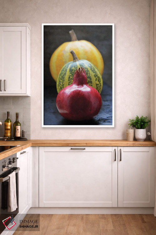 تابلو دکوراتیو انار و کدو تنبل روی زمینه سیاه ۲ اثر مایک کیف - D4W