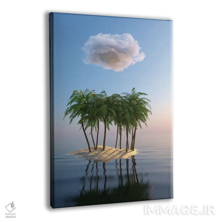 تابلو دکوراتیو جزیره کوچک گرمسیری در دریا اثر مایک کیف - نمای پرسپکتیو محصول