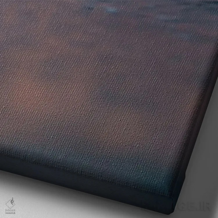 تابلو دکوراتیو فیل و سگ با قایق روی موج های دریا اثر مایک کیف - نمای نزدیک بافت بوم