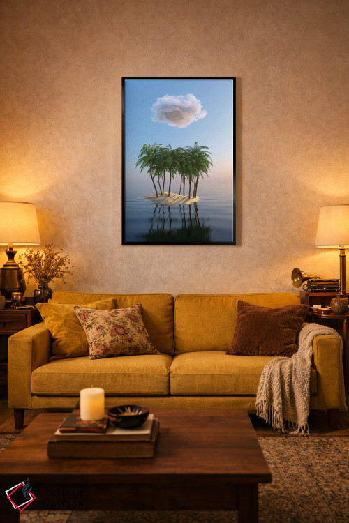 تابلو دکوراتیو جزیره کوچک گرمسیری در دریا اثر مایک کیف - D4B