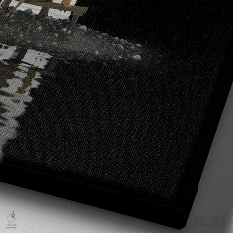 تابلو دکوراتیو فیل و سگ روی جزیره نشسته اند اثر مایک کیف - نمای نزدیک بافت بوم