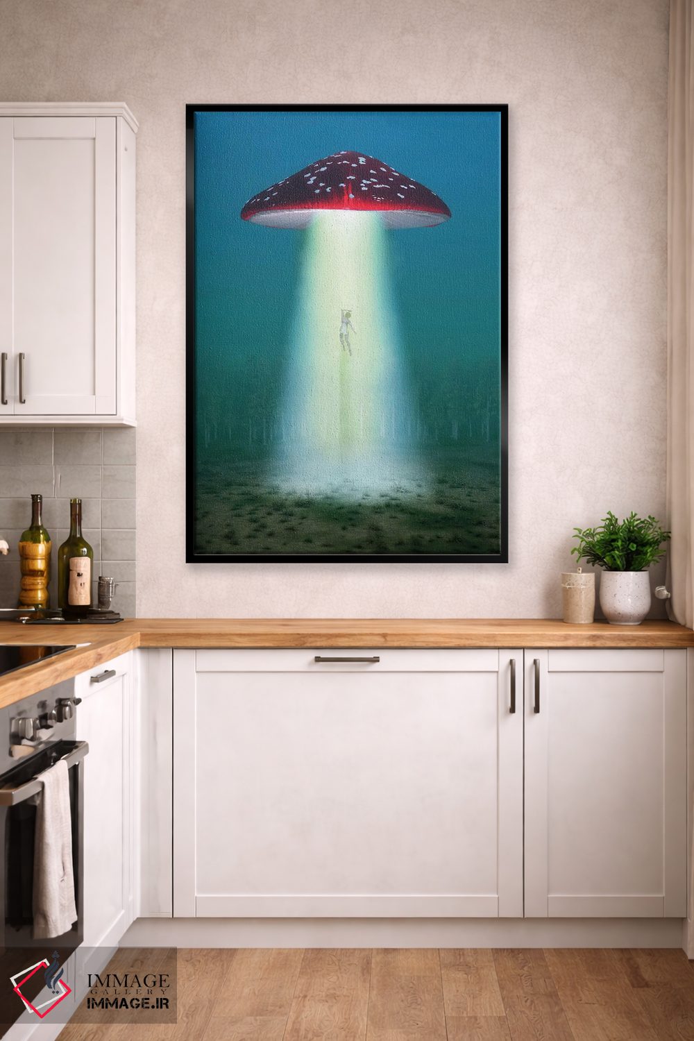 تابلو دکوراتیو قارچ توهم زا پرنده در شب زنی را می رباید اثر مایک کیف - D2B