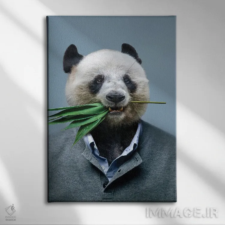 تابلو دکوراتیو مرد پاندا اثر مایک کیف - نمای روبهرو روی دیوار