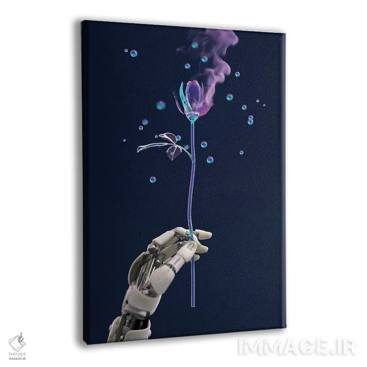 تابلو دکوراتیو دست ربات گل مصنوعی را نگه داشته است ۳ اثر مایک کیف - نمای پرسپکتیو محصول