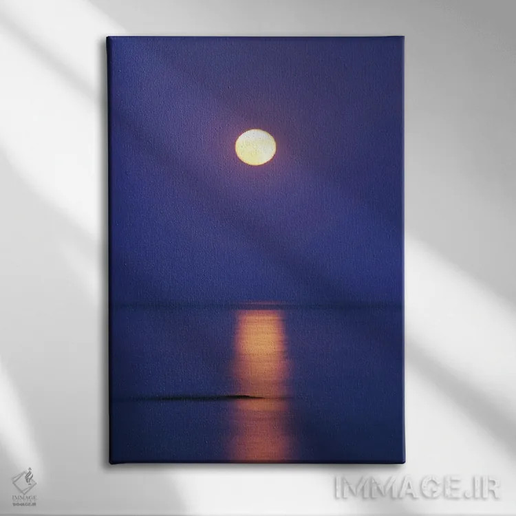 تابلو دکوراتیو ماه کامل بالای دریا اثر مایک کیف - نمای روبهرو روی دیوار