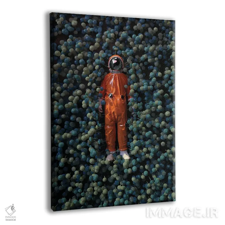 تابلو دکوراتیو فضانورد در حال دراز کشیدن میان قارچ ها اثر مایک کیف - نمای پرسپکتیو محصول
