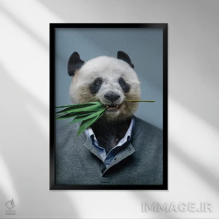 تابلو دکوراتیو مرد پاندا اثر مایک کیف - نمای قابدار مشکی