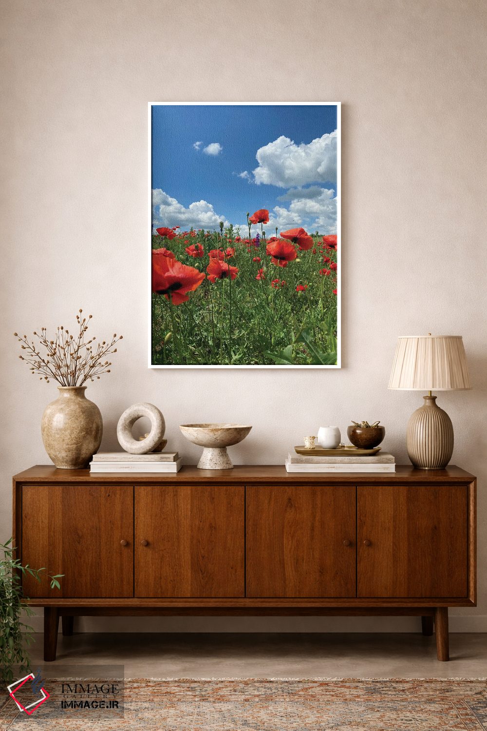 تابلو دکوراتیو شقایق های قرمز وحشی روی مزرعه ۳ اثر مایک کیف - D1W