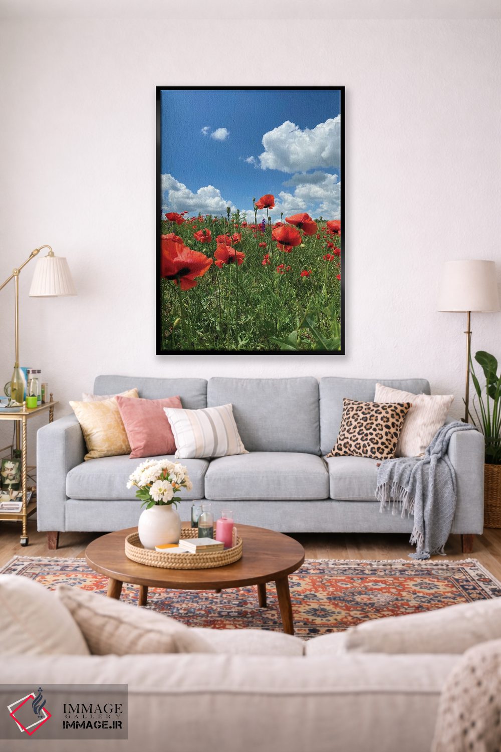تابلو دکوراتیو شقایق های قرمز وحشی روی مزرعه ۳ اثر مایک کیف - D2B