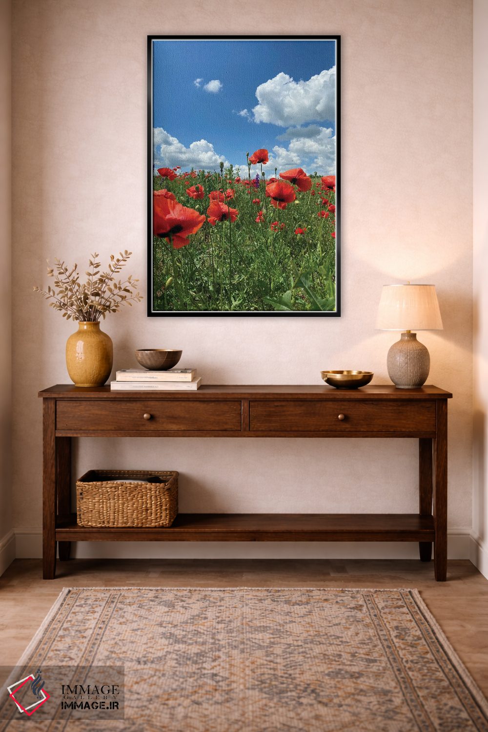 تابلو دکوراتیو شقایق های قرمز وحشی روی مزرعه ۳ اثر مایک کیف - D4B