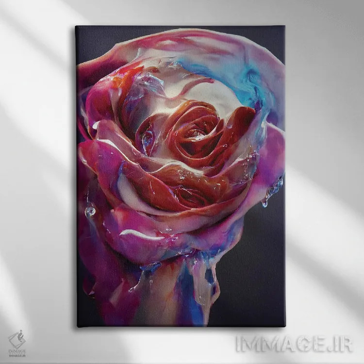 تابلو دکوراتیو رزهای قرمز پوشیده شده با شیره شیرین ۲ اثر مایک کیف - نمای روبهرو روی دیوار
