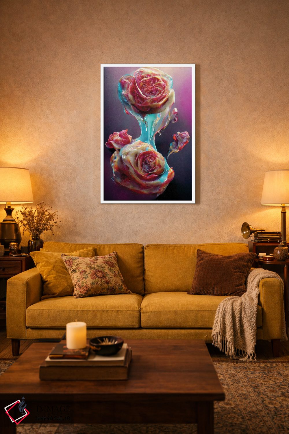 تابلو دکوراتیو رزهای قرمز پوشیده شده با شیره شیرین ۱ اثر مایک کیف - D1W