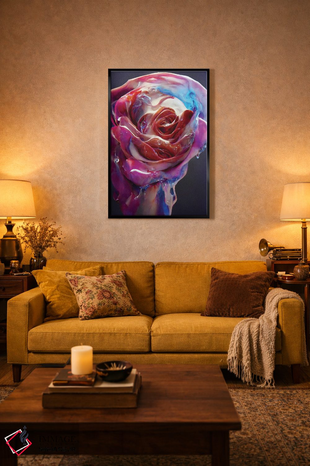 تابلو دکوراتیو رزهای قرمز پوشیده شده با شیره شیرین ۲ اثر مایک کیف - D4B