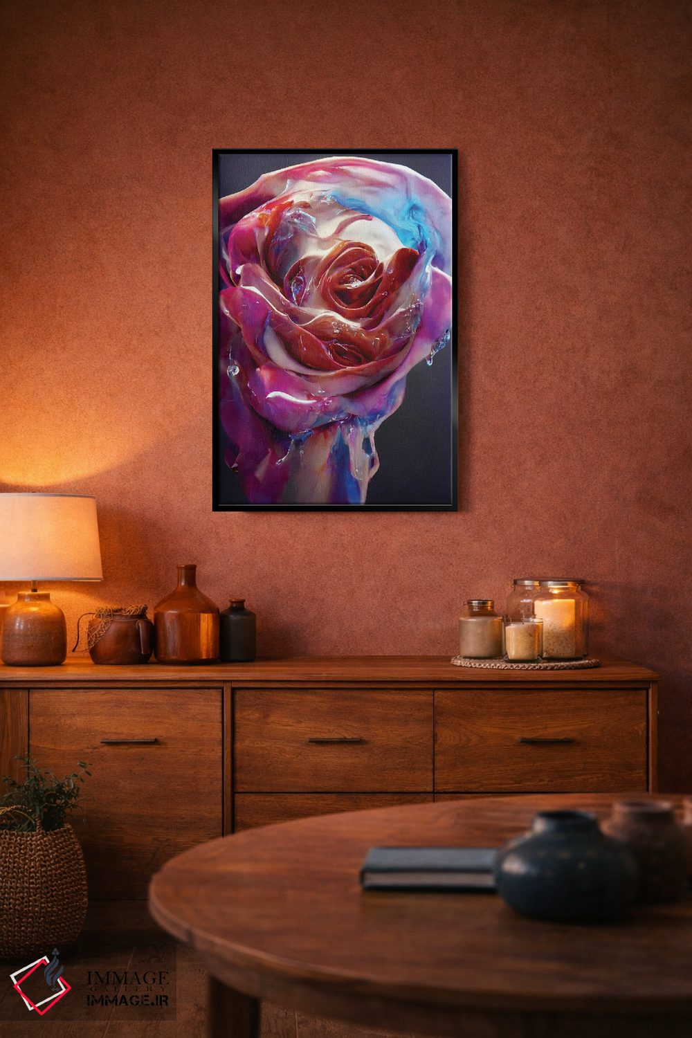 تابلو دکوراتیو رزهای قرمز پوشیده شده با شیره شیرین ۲ اثر مایک کیف - D6B